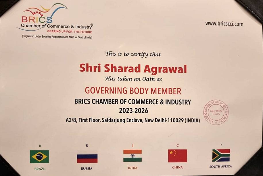 Shri Sharad Agarwal BRICS certificate